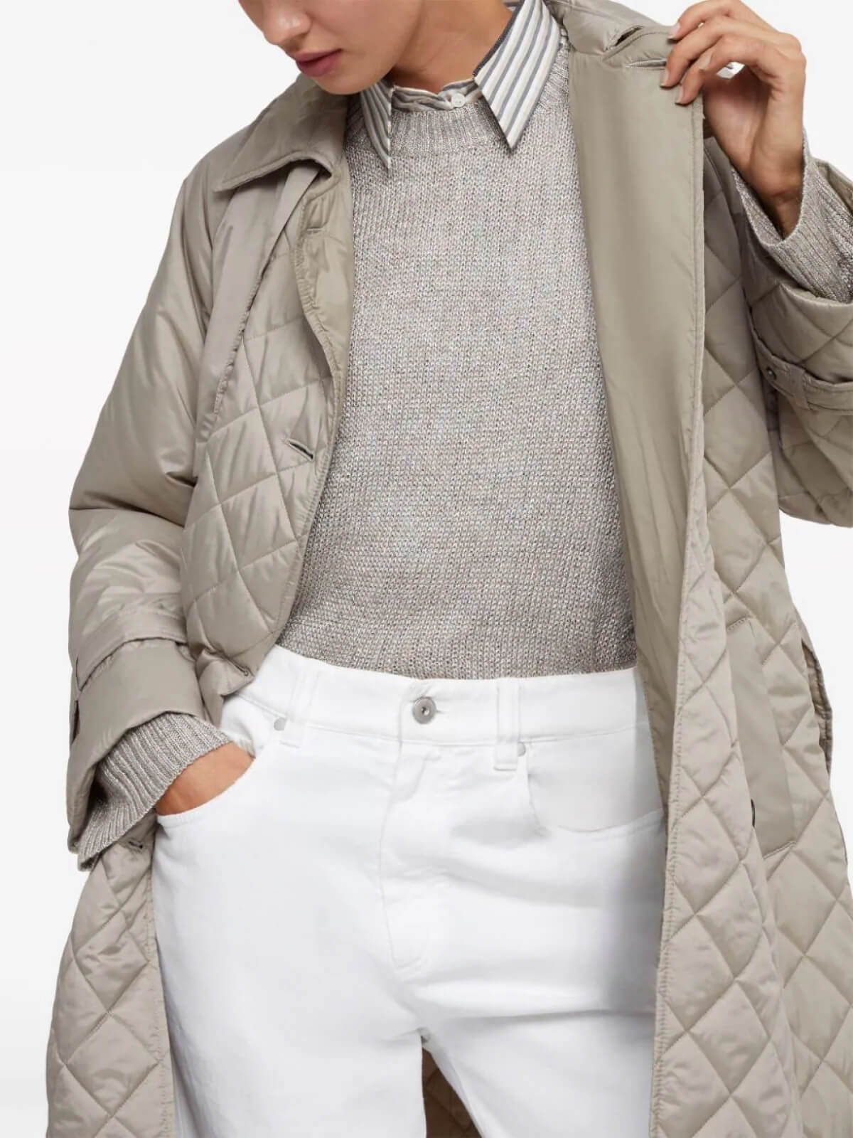 Belted Quilted Trench Coat - Image 5